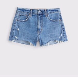 Abercrombie & Fitch Blue Jean Shorts with Distressed Hem